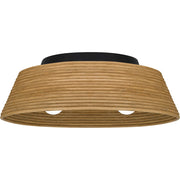 Quoizel Zahara 18in 3-Light Flush Mount | Modern Farmhouse Matte Black and Bamboo | Hallway & Foyer Ceiling Light | Model QFL6167MBK