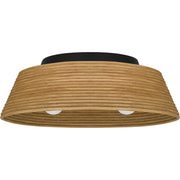 Quoizel Zahara 18in 3-Light Flush Mount | Modern Farmhouse Matte Black and Bamboo | Hallway & Foyer Ceiling Light | Model QFL6167MBK