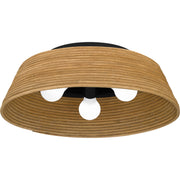 Quoizel Zahara 18in 3-Light Flush Mount | Modern Farmhouse Matte Black and Bamboo | Hallway & Foyer Ceiling Light | Model QFL6167MBK