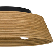 Quoizel Zahara 18in 3-Light Flush Mount | Modern Farmhouse Matte Black and Bamboo | Hallway & Foyer Ceiling Light | Model QFL6167MBK