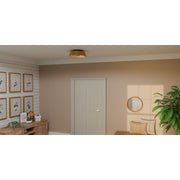 Quoizel Zahara 18in 3-Light Flush Mount | Modern Farmhouse Matte Black and Bamboo | Hallway & Foyer Ceiling Light | Model QFL6167MBK