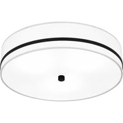 Quoizel Belotte 15in 3-Light Flush Mount | Transitional Matte Black and Off White Fabric | Hallway & Bedroom Ceiling Light | Model QFL6180MBK