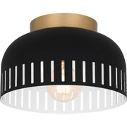 Quoizel Keagan 11in 1-Light Flush Mount | Modern Matte Black and Metal Dome | Hallway & Entryway | 11 x 11 x 7 in | Model QFL6208MBK