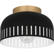 Quoizel Keagan 11in 1-Light Flush Mount | Modern Matte Black and Metal Dome | Hallway & Entryway | 11 x 11 x 7 in | Model QFL6208MBK