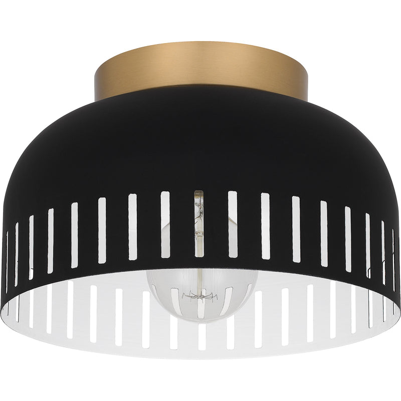 Quoizel Keagan 11in 1-Light Flush Mount | Modern Matte Black and Metal Dome | Hallway & Entryway | 11 x 11 x 7 in | Model QFL6208MBK