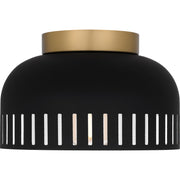 Quoizel Keagan 11in 1-Light Flush Mount | Modern Matte Black and Metal Dome | Hallway & Entryway | 11 x 11 x 7 in | Model QFL6208MBK