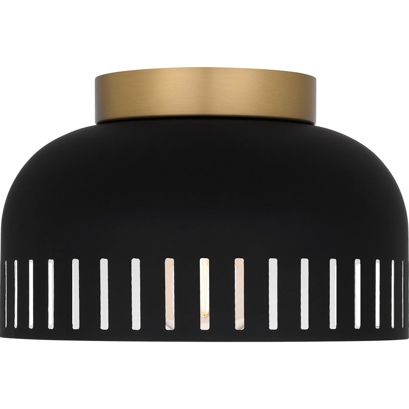 Quoizel Keagan 11in 1-Light Flush Mount | Modern Matte Black and Metal Dome | Hallway & Entryway | 11 x 11 x 7 in | Model QFL6208MBK