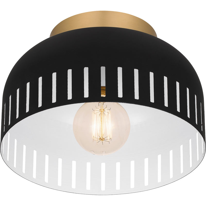 Quoizel Keagan 11in 1-Light Flush Mount | Modern Matte Black and Metal Dome | Hallway & Entryway | 11 x 11 x 7 in | Model QFL6208MBK