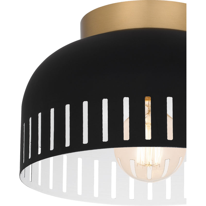 Quoizel Keagan 11in 1-Light Flush Mount | Modern Matte Black and Metal Dome | Hallway & Entryway | 11 x 11 x 7 in | Model QFL6208MBK