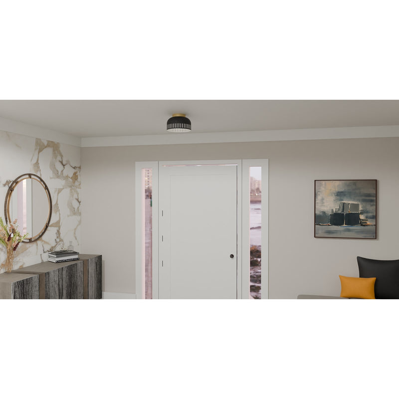 Quoizel Keagan 11in 1-Light Flush Mount | Modern Matte Black and Metal Dome | Hallway & Entryway | 11 x 11 x 7 in | Model QFL6208MBK