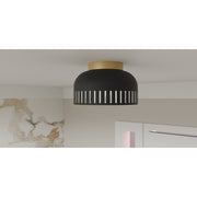 Quoizel Keagan 11in 1-Light Flush Mount | Modern Matte Black and Metal Dome | Hallway & Entryway | 11 x 11 x 7 in | Model QFL6208MBK