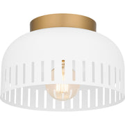 Quoizel Keagan 11in 1-Light Flush Mount | Modern Matte White and Metal Dome | Hallway & Entryway | 11 x 11 x 7 in | Model QFL6208W