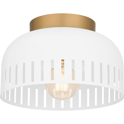 Quoizel Keagan 11in 1-Light Flush Mount | Modern Matte White and Metal Dome | Hallway & Entryway | 11 x 11 x 7 in | Model QFL6208W