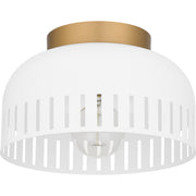 Quoizel Keagan 11in 1-Light Flush Mount | Modern Matte White and Metal Dome | Hallway & Entryway | 11 x 11 x 7 in | Model QFL6208W