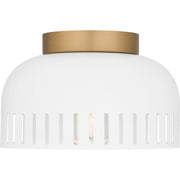 Quoizel Keagan 11in 1-Light Flush Mount | Modern Matte White and Metal Dome | Hallway & Entryway | 11 x 11 x 7 in | Model QFL6208W