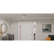 Quoizel Keagan 11in 1-Light Flush Mount | Modern Matte White and Metal Dome | Hallway & Entryway | 11 x 11 x 7 in | Model QFL6208W
