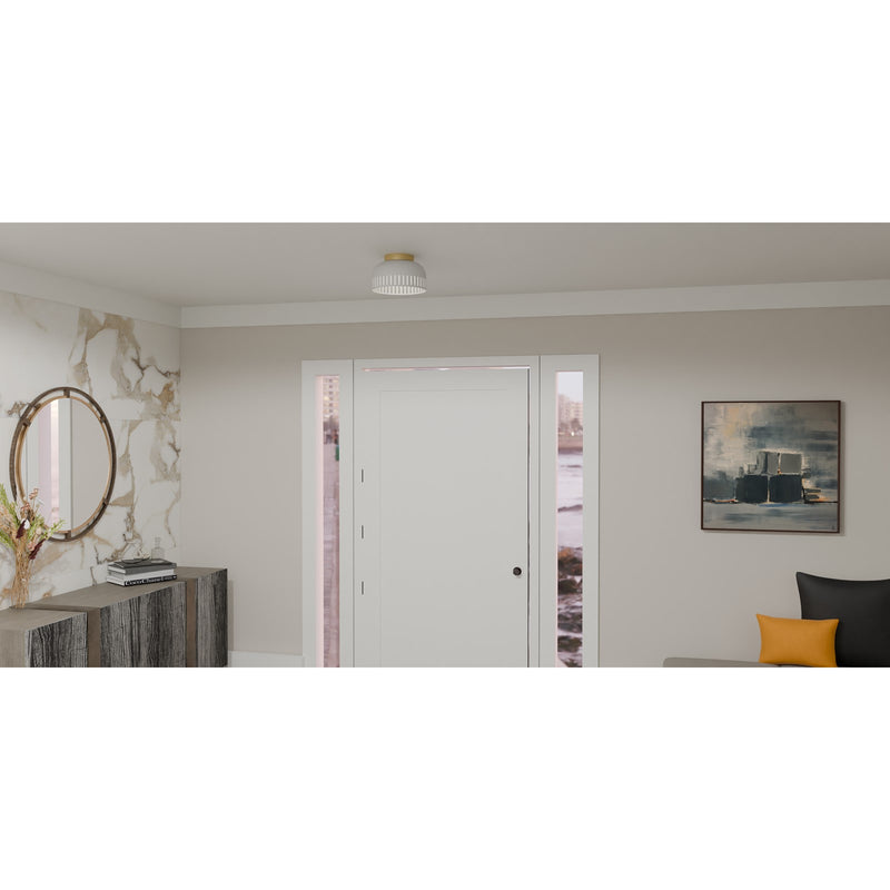Quoizel Keagan 11in 1-Light Flush Mount | Modern Matte White and Metal Dome | Hallway & Entryway | 11 x 11 x 7 in | Model QFL6208W