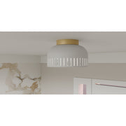 Quoizel Keagan 11in 1-Light Flush Mount | Modern Matte White and Metal Dome | Hallway & Entryway | 11 x 11 x 7 in | Model QFL6208W