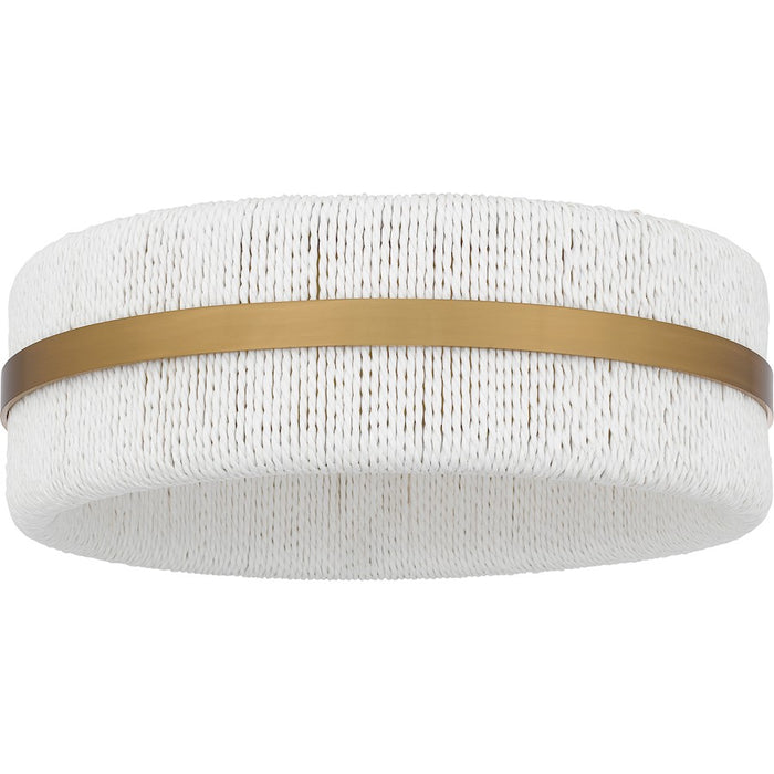 Quoizel Maeve 2 Light Flush Mount, Brushed Gold/White Rope