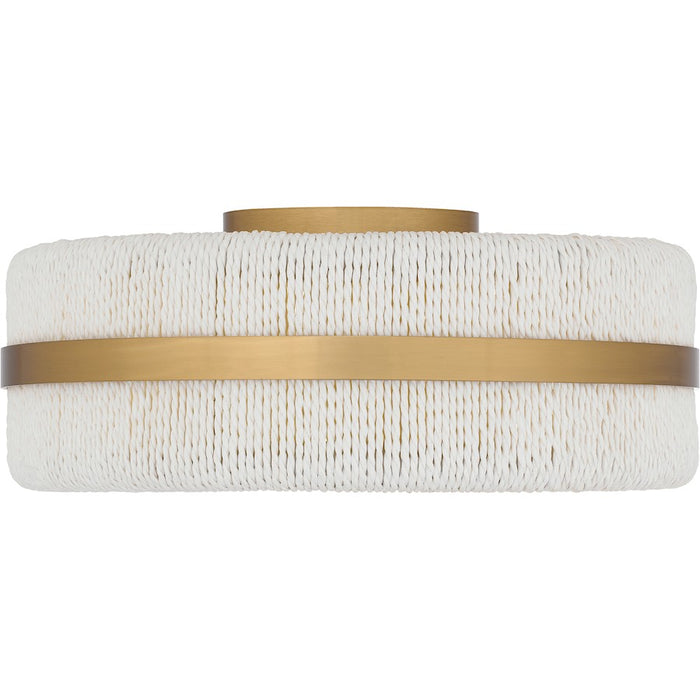 Quoizel Maeve 2 Light Flush Mount, Brushed Gold/White Rope