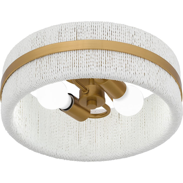 Quoizel Maeve 2 Light Flush Mount, Brushed Gold/White Rope