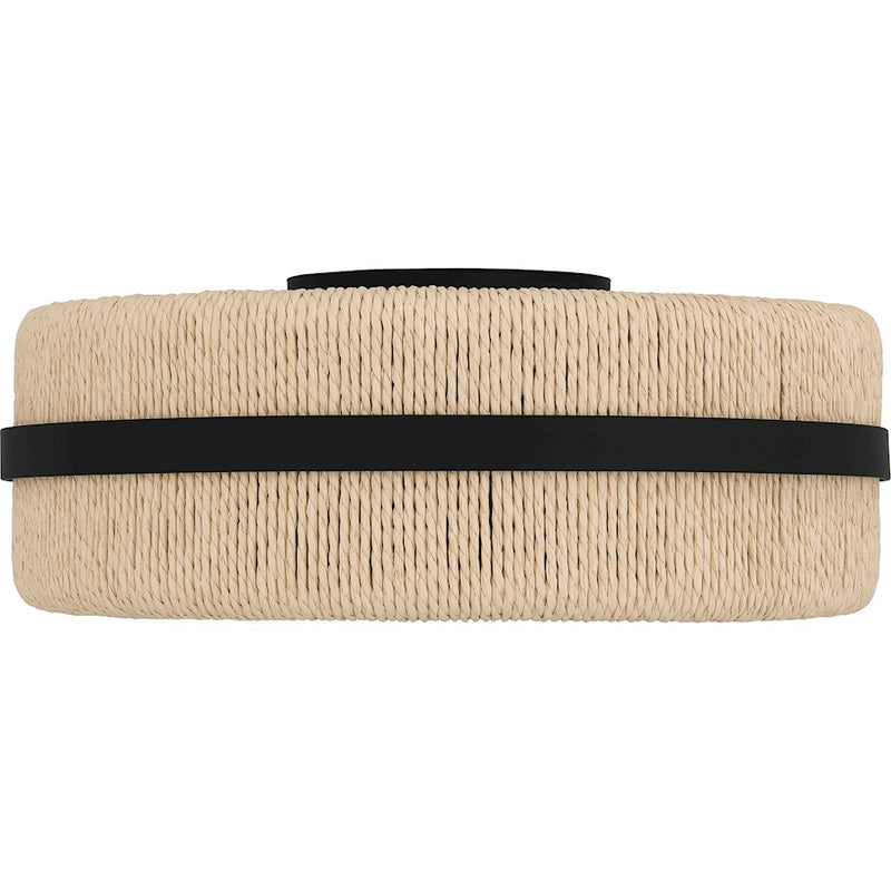 Quoizel Maeve 2 Light Flush Mount, Matte Black/Ivory Rope