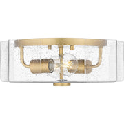 Quoizel Kaplan 14in 2-Light Flush Mount | Transitional Aged Brass and Clear Seedy Glass | Bedroom & Hallway | 14 x 14 x 5.25 in | Model QFL6222AB