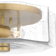 Quoizel Kaplan 14in 2-Light Flush Mount | Transitional Aged Brass and Clear Seedy Glass | Bedroom & Hallway | 14 x 14 x 5.25 in | Model QFL6222AB