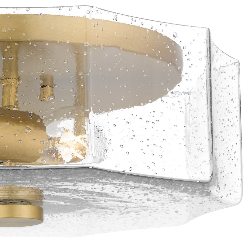 Quoizel Kaplan 14in 2-Light Flush Mount | Transitional Aged Brass and Clear Seedy Glass | Bedroom & Hallway | 14 x 14 x 5.25 in | Model QFL6222AB