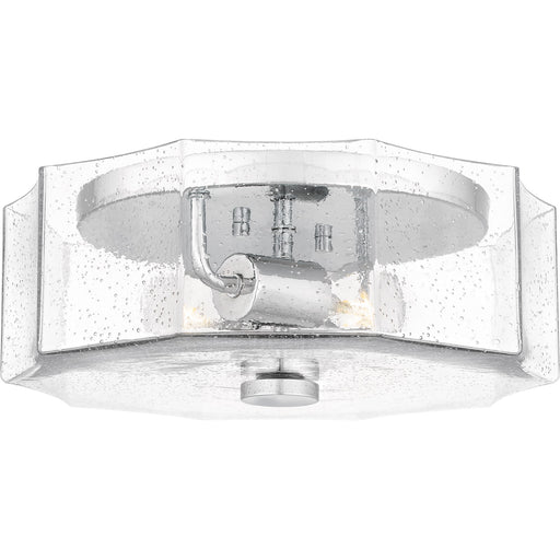 Quoizel Kaplan 14in 2-Light Flush Mount | Transitional Polished Chrome and Clear Seedy Glass | Bedroom & Hallway | 14 x 14 x 5.25 in | Model QFL6222C