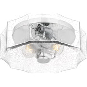 Quoizel Kaplan 14in 2-Light Flush Mount | Transitional Polished Chrome and Clear Seedy Glass | Bedroom & Hallway | 14 x 14 x 5.25 in | Model QFL6222C