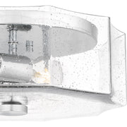 Quoizel Kaplan 14in 2-Light Flush Mount | Transitional Polished Chrome and Clear Seedy Glass | Bedroom & Hallway | 14 x 14 x 5.25 in | Model QFL6222C