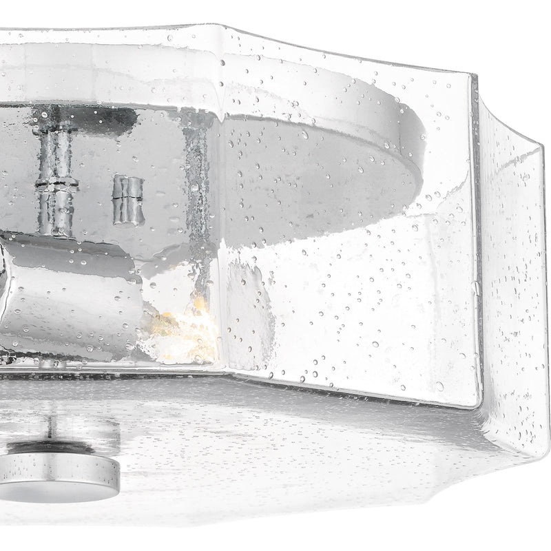 Quoizel Kaplan 14in 2-Light Flush Mount | Transitional Polished Chrome and Clear Seedy Glass | Bedroom & Hallway | 14 x 14 x 5.25 in | Model QFL6222C