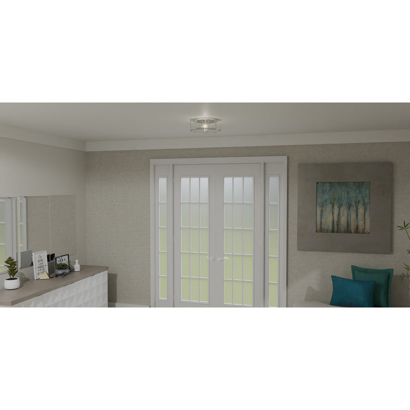 Quoizel Kaplan 14in 2-Light Flush Mount | Transitional Polished Chrome and Clear Seedy Glass | Bedroom & Hallway | 14 x 14 x 5.25 in | Model QFL6222C