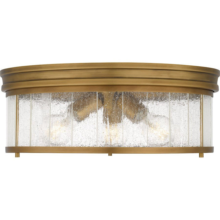 Quoizel Theodora 3 Light Flush Mount, Brass/Clear Seedy Glass