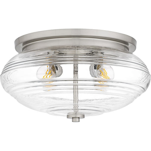 Quoizel Gatonby 4Lt Flush Mount, Nickel/Clear Ribbed