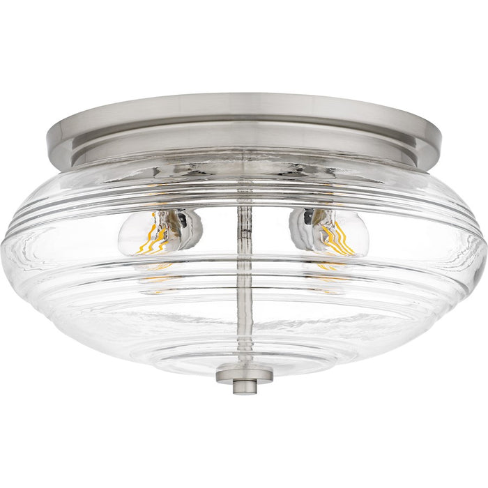 Quoizel Gatonby 4Lt Flush Mount, Nickel/Clear Ribbed