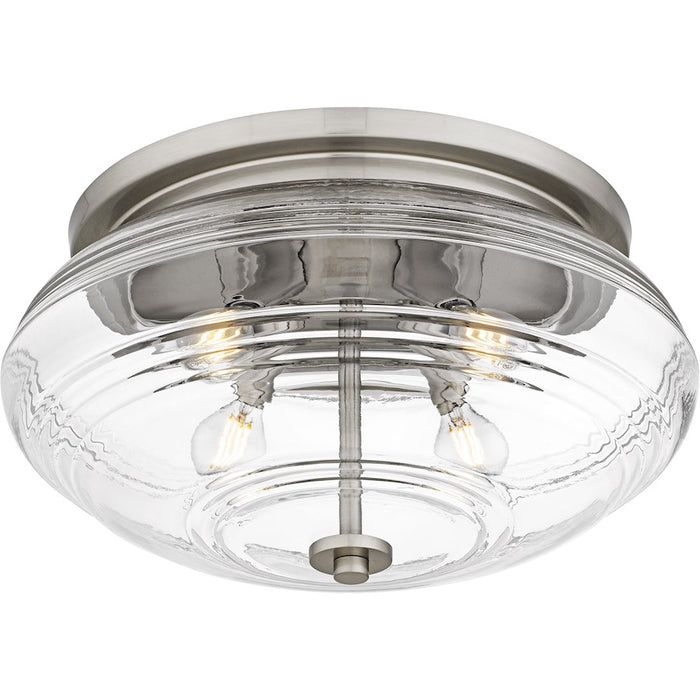 Quoizel Gatonby 4Lt Flush Mount, Nickel/Clear Ribbed