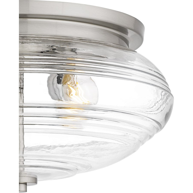 Quoizel Gatonby 4Lt Flush Mount, Nickel/Clear Ribbed