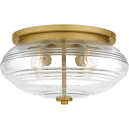 Quoizel Gatonby 4Light Flush Mount, Brushed Gold/Clear Ribbed Glass - QFL6773BRG
