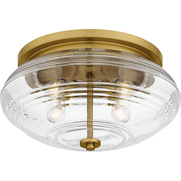 Quoizel Gatonby 4Light Flush Mount, Brushed Gold/Clear Ribbed Glass