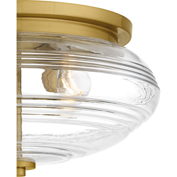 Quoizel Gatonby 4Light Flush Mount, Brushed Gold/Clear Ribbed Glass