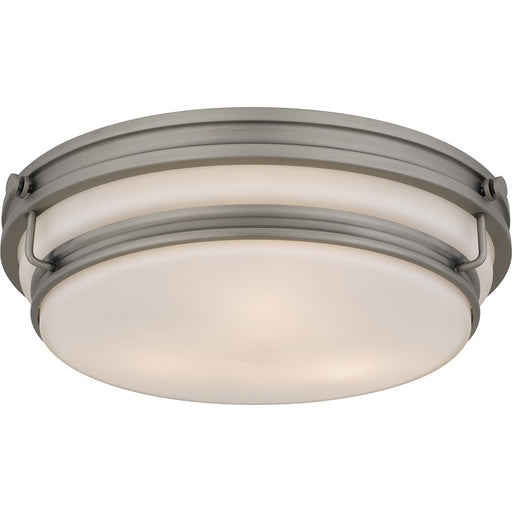 Quoizel Grafton 3Light Flush Mount, Antique Nickel/Opal Etched Glass - QFL6776AN