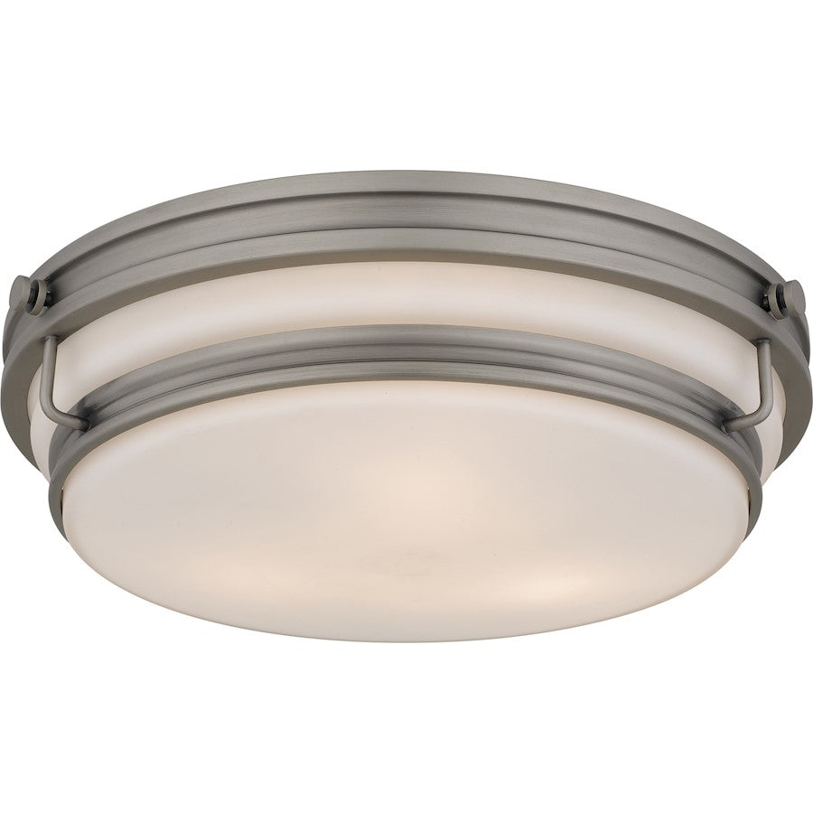 Quoizel Grafton 3Light Flush Mount, Antique Nickel/Opal Etched Glass - QFL6776AN