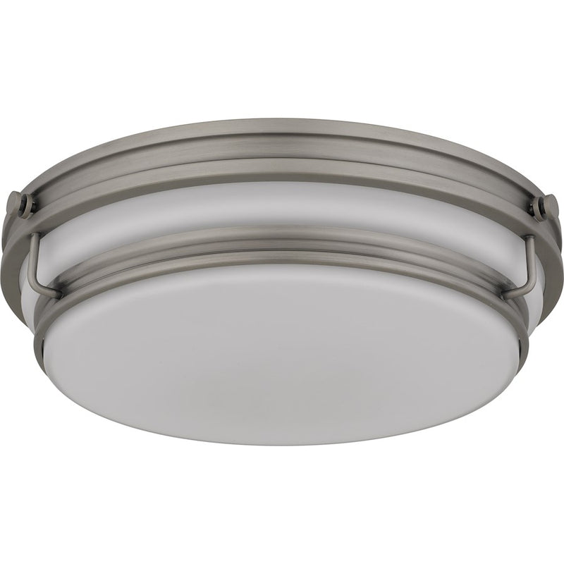Quoizel Grafton 3Light Flush Mount, Antique Nickel/Opal Etched Glass