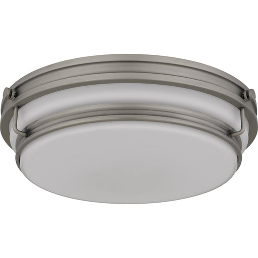 Quoizel Grafton 3Light Flush Mount, Antique Nickel/Opal Etched Glass