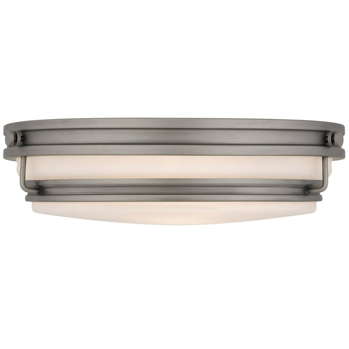 Quoizel Grafton 3Light Flush Mount, Antique Nickel/Opal Etched Glass