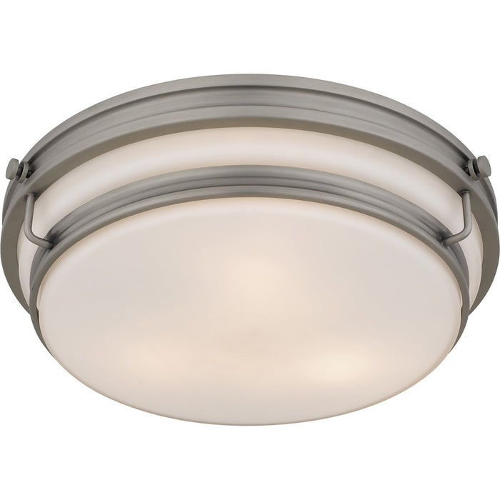 Quoizel Grafton 3Light Flush Mount, Antique Nickel/Opal Etched Glass