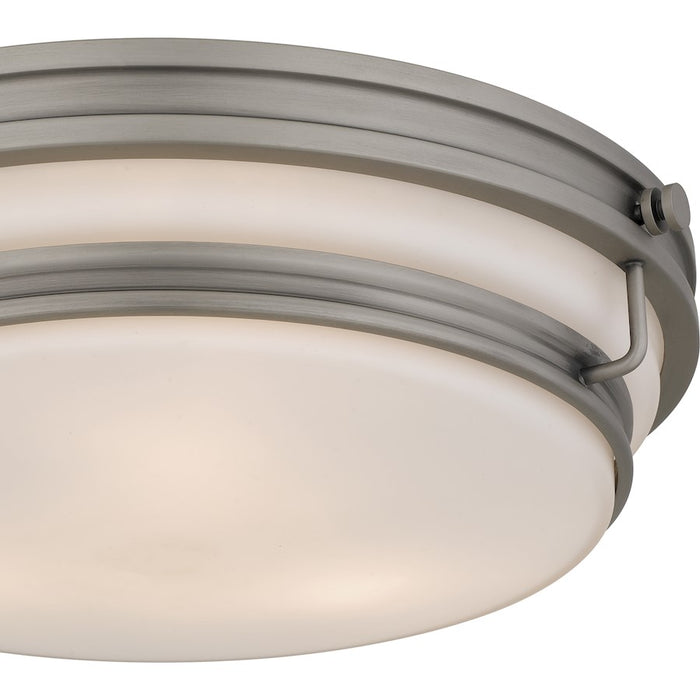 Quoizel Grafton 3Light Flush Mount, Antique Nickel/Opal Etched Glass