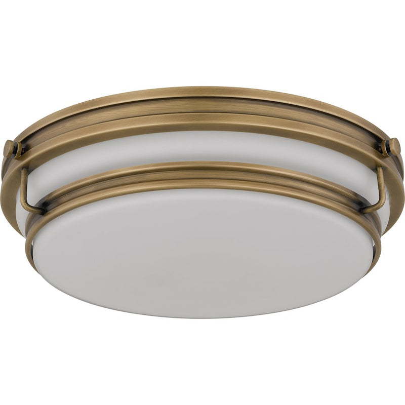 Quoizel Grafton 3Lt Flush Mount, Weathered Brass/Opal Etched